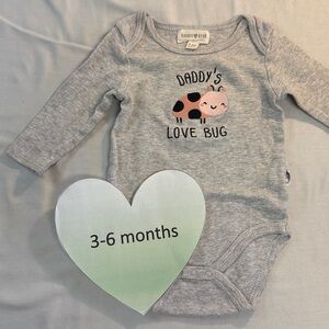 Rabbit + Bear - Gray Long Sleeve Organic Cotton Baby Onesie with Ladybug Design